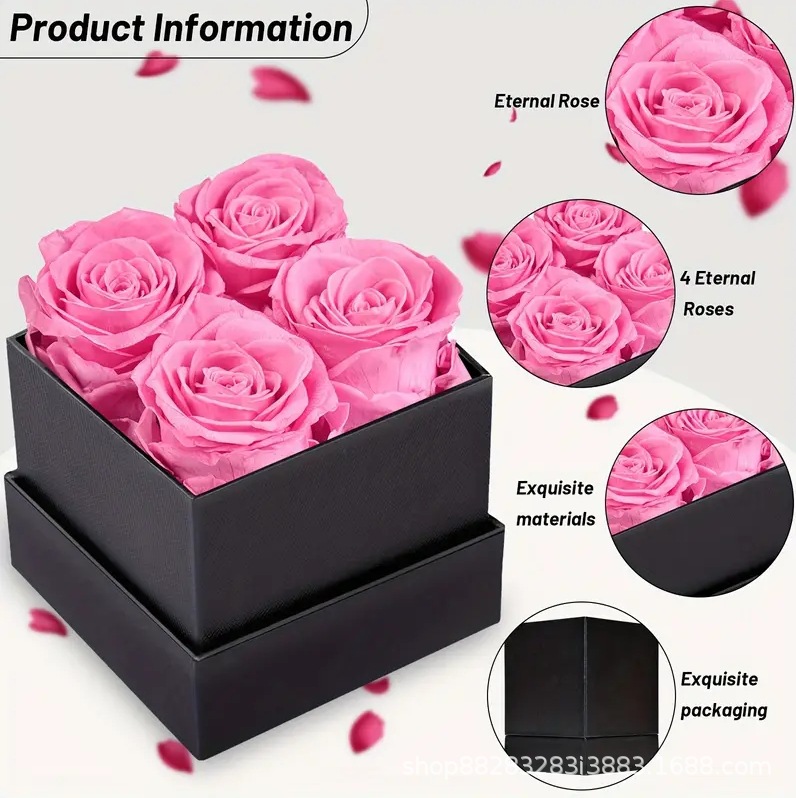 Rosa de la vida eterna cuadrado abrazo barril regalo de mano abrazo barril ramo barril diy día de San Valentín caja de regalo de Navidad