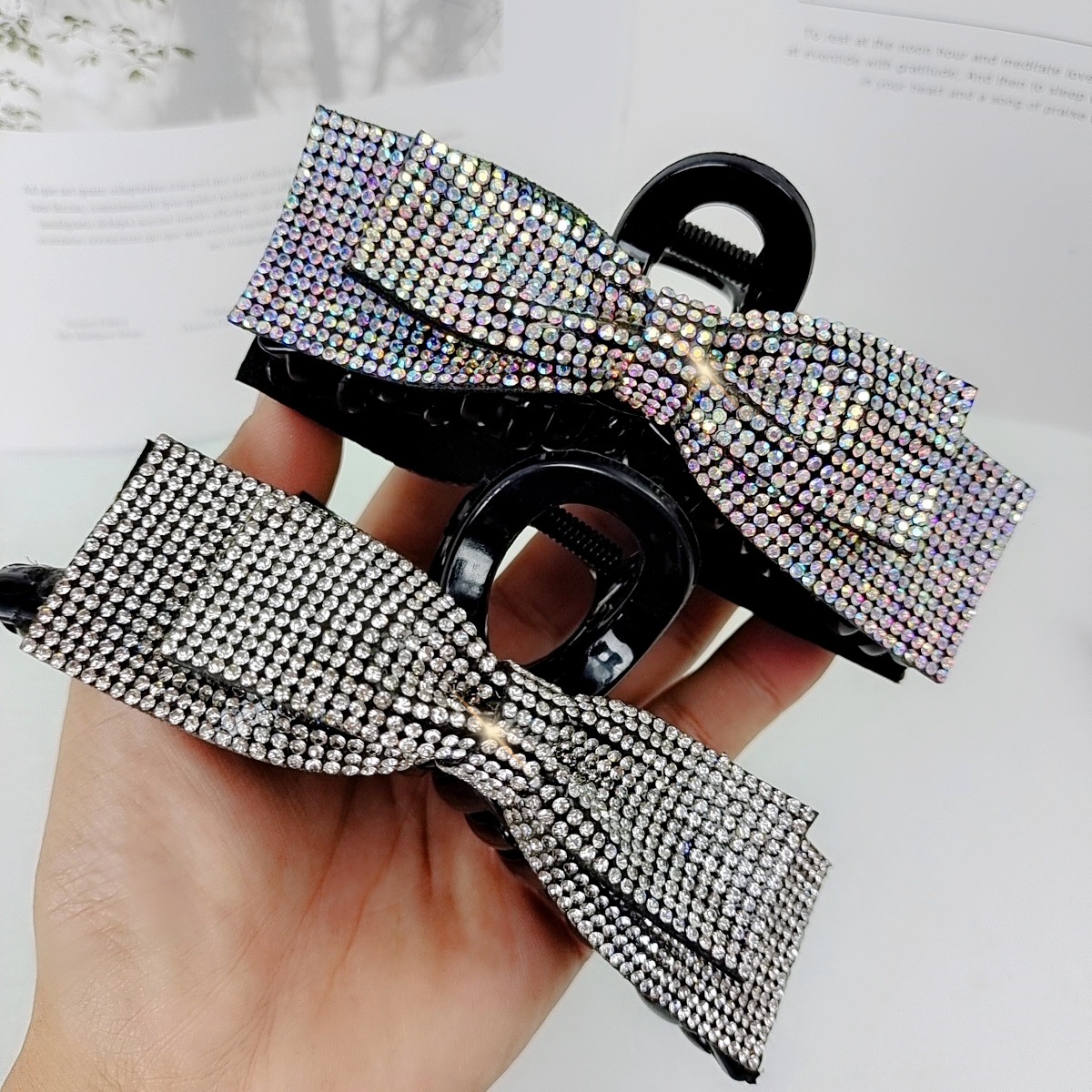 歐美跨境氣質復古高級感抓夾女時尚百搭輕奢水鑽名媛風鯊魚夾髮飾