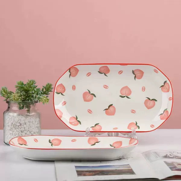 Peach 30 rectangular fish tray, about 30.2*17.8*3.5cm, 30 pieces per box