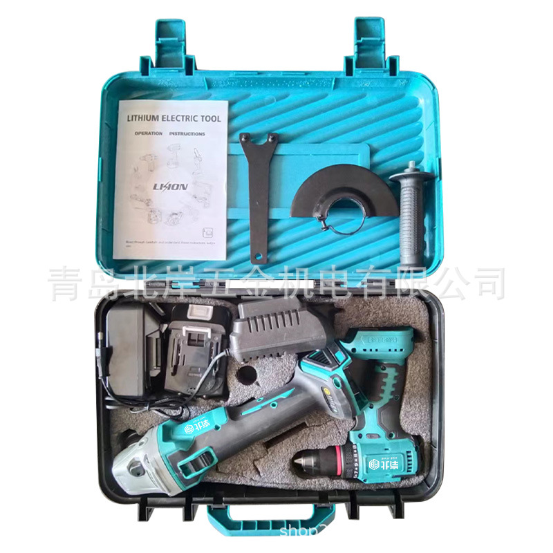 국경 간 전원 도구 MAKITA 투피스 브러시리스 리튬 전기 핸드 드릴 앵글 그라인더 세트 가정용 권총 드릴