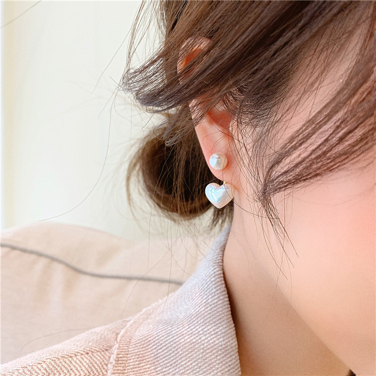 11g Weight Drop Earrings Classification 1 Pair Quantity 1 Pair Simple Style Heart Shape Imitation Pearl Alloy Plating Women's Drop Earrings