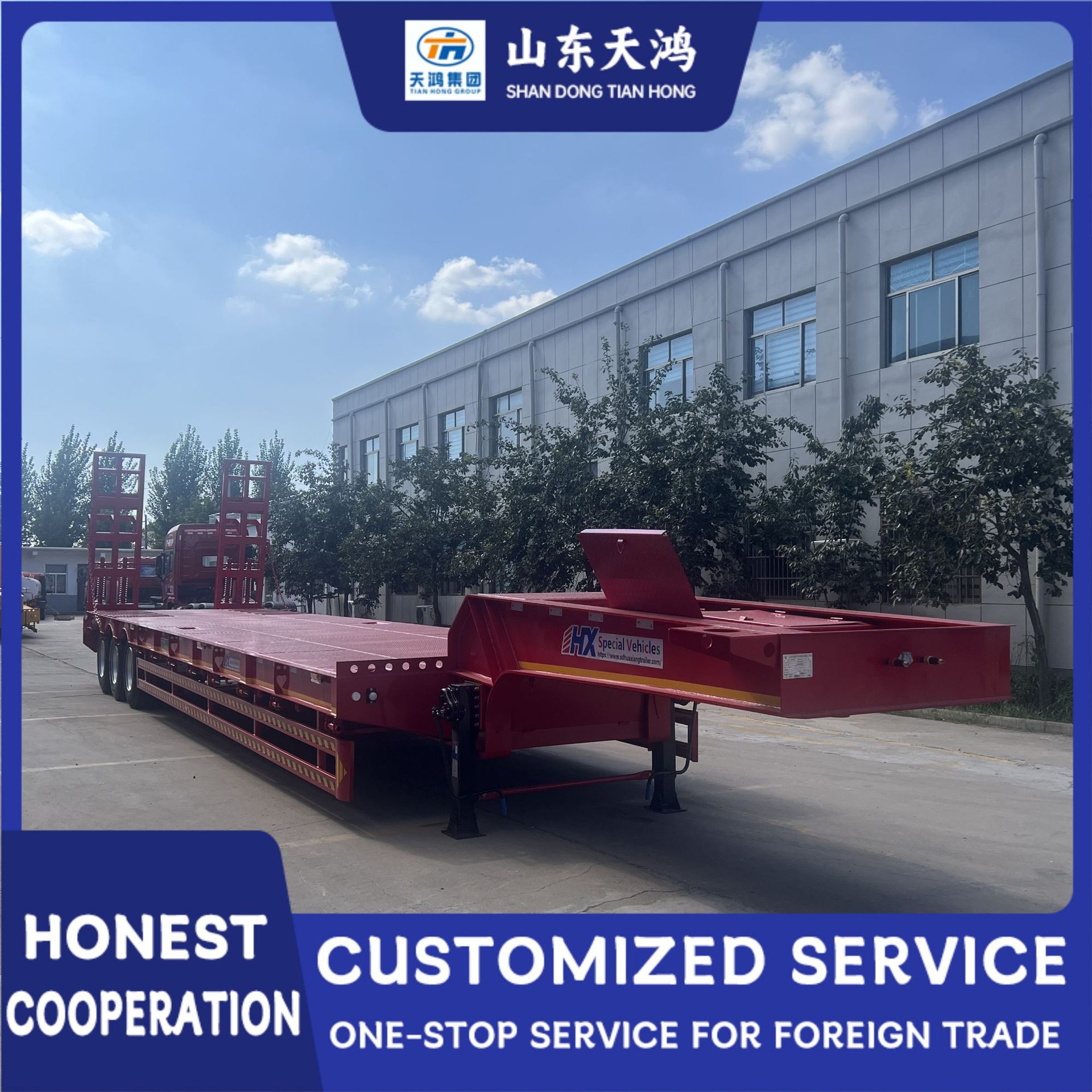 Source Factory Supplies Wholesale Heavy-Duty Low-Bed Engineering Machinery Trailers and Semi-Trailers to Southeast Asia, Middle East, and Africa