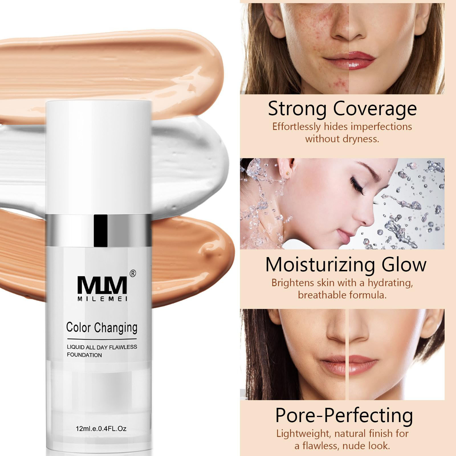 Aliexpress Amazon Wish Cross-Border Specially Designed for Temperature-Changing Skin Color Foundation, Brightening Portable Concealer, Long-Lasting Aliexpress Amazon Wish Cross-Border Specially Designed for Temperature-Changing Skin Color Foundation, Brightening Portable Concealer, Long-Lasting