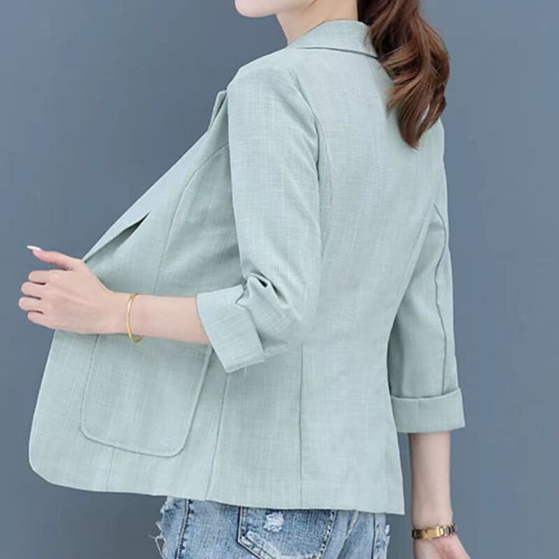 休闲上衣小西装新款防晒外套女2025透气薄款短春秋西服小个子|undefined