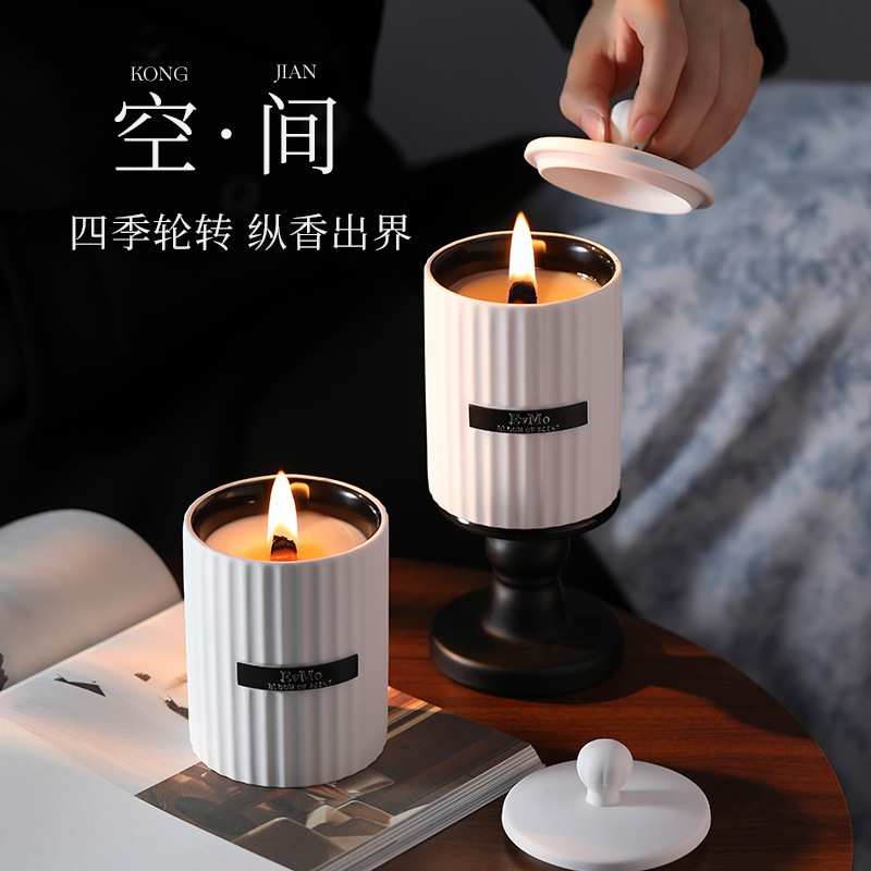 雅风陶瓷祖马陶瓷杯白噪音290g大豆蜡高级伴手礼卧室持久香薰蜡烛|undefined