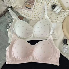 スイートスターブラジャー、小さな胸の女性用、ワイヤーなし、学生・高校生向け、快適で通気性のある秋用薄手ブラジャー