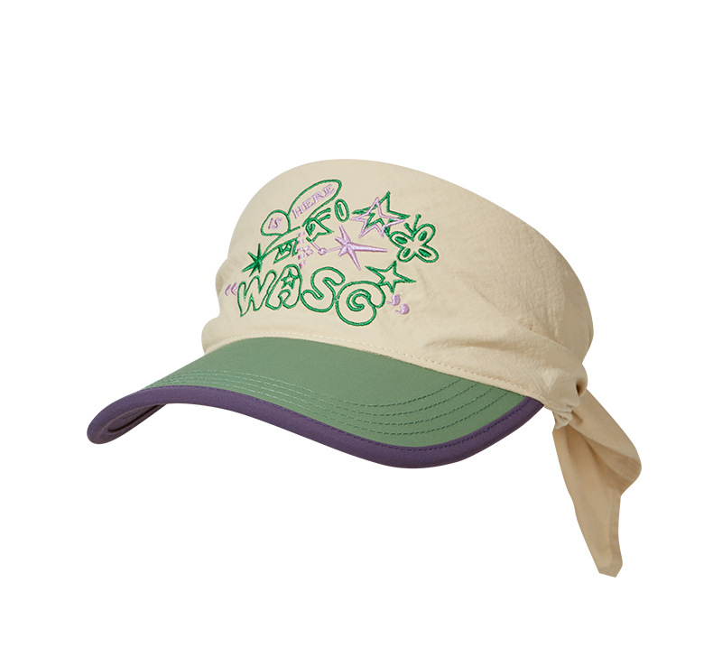Summer Power Protection, Sunscreen, Sunshade Hat, Unique Design, Colored Tie Headband, Embroidered Street Skateboarding,_voghion.com