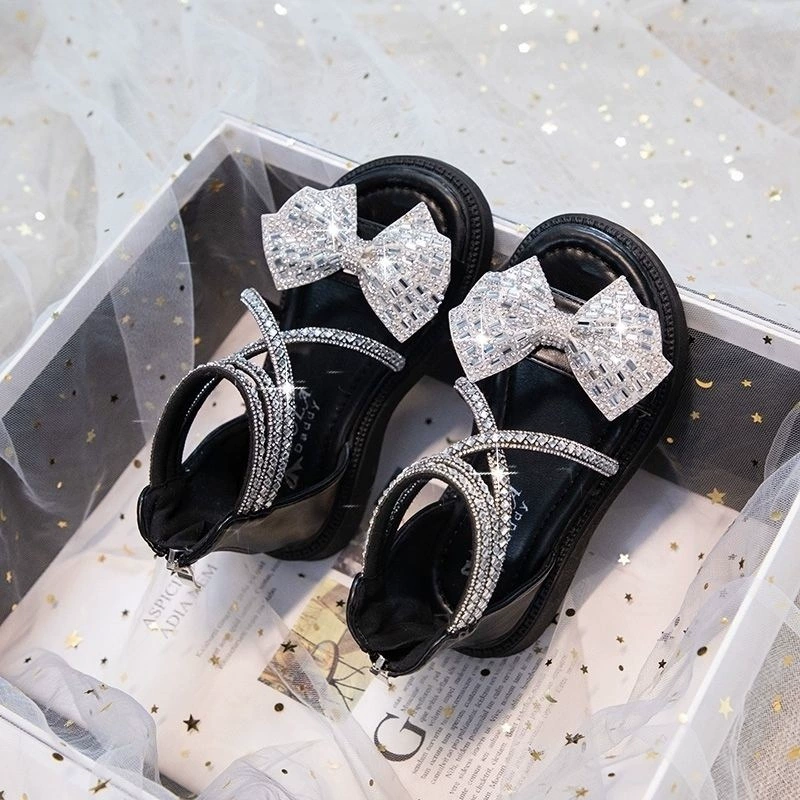 Sandals for princess, summer fashionable children's shoes with bow, Korean style
