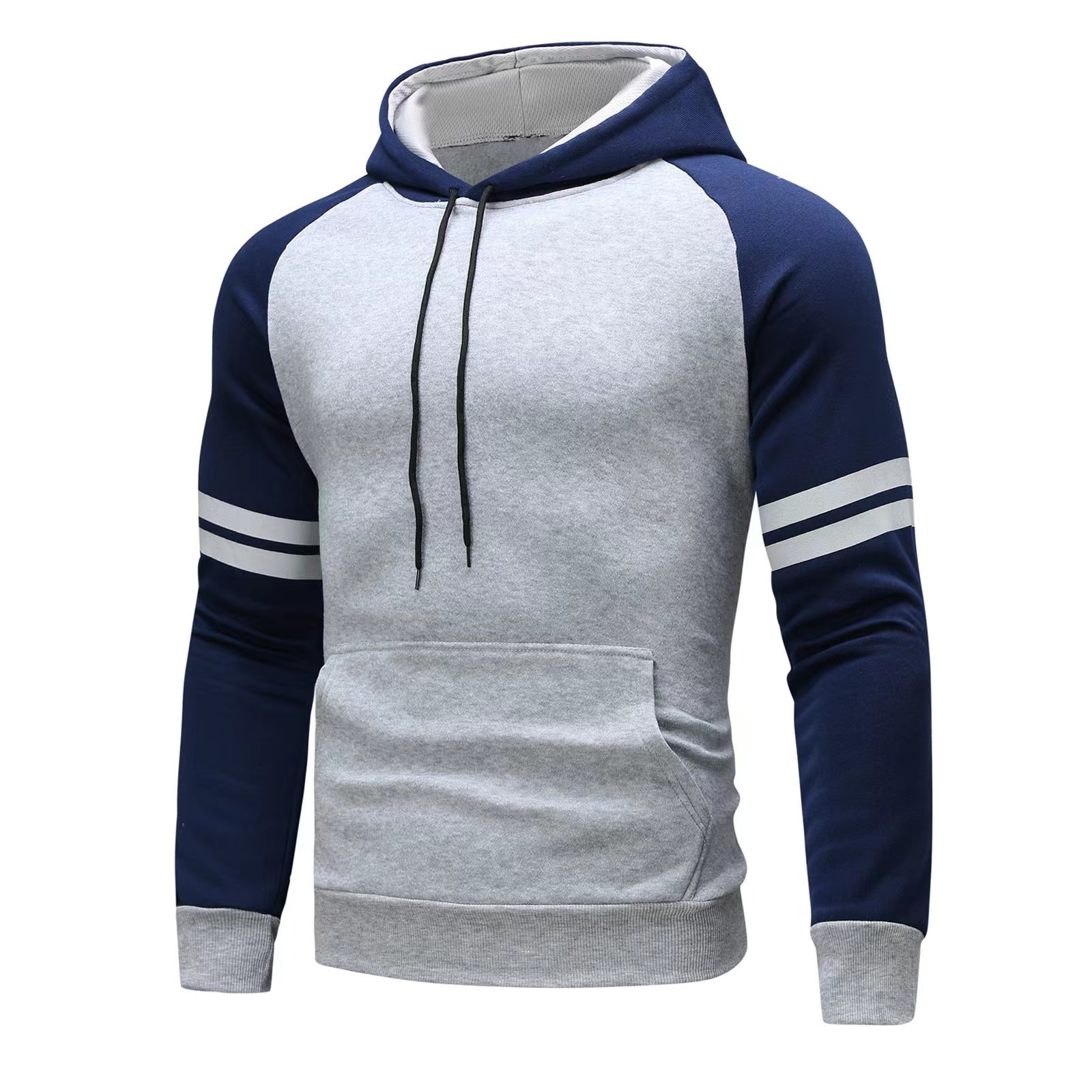 2024 new casual sports fitness contrasting men's autumn and winter style color blocked striped sweatshirt pullover with_voghion.com