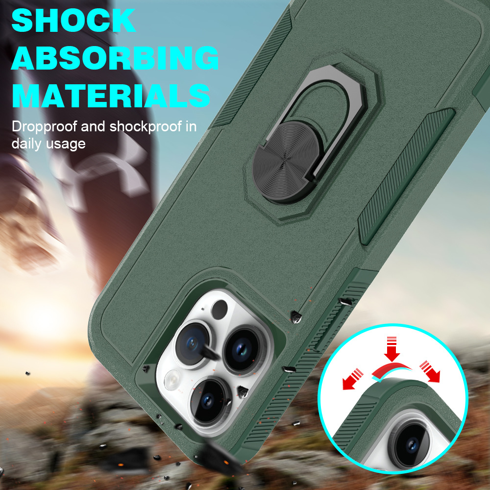 En stock aplicable a iPhone15 dos en uno caja de teléfono de anillo de vela TPU + PC resistente a la caída de Apple funda protectora transfronteriza