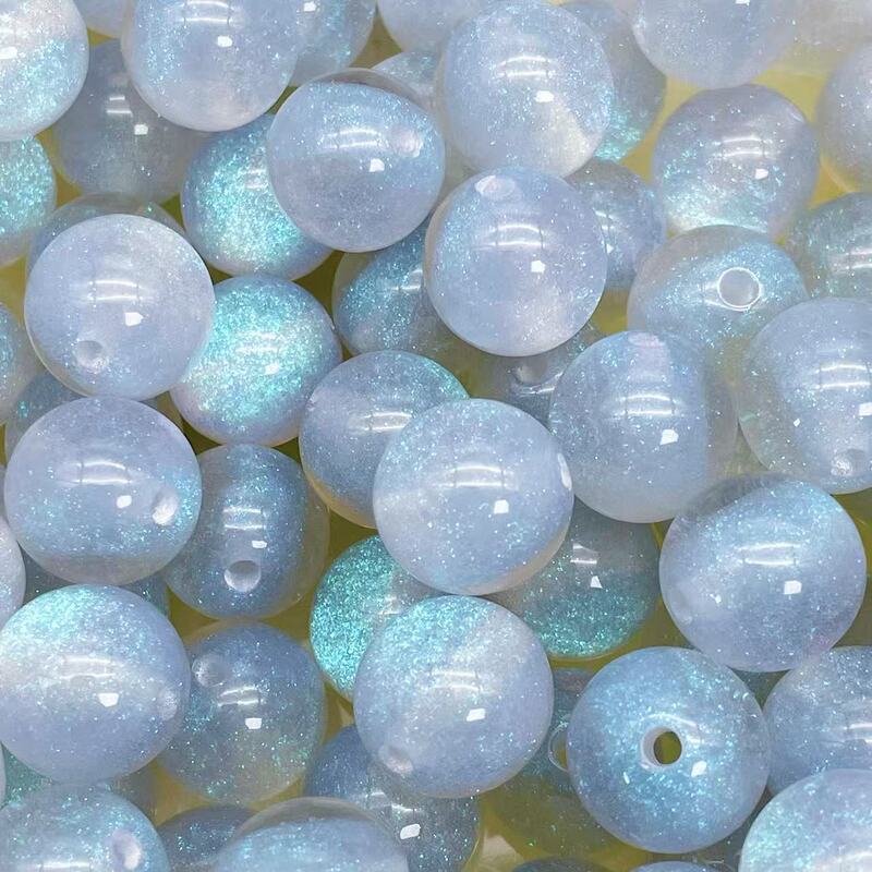 16mm星空树脂人鱼珠闪粉流沙蓝光细闪珠圆珠diy串珠手工项链手链|undefined