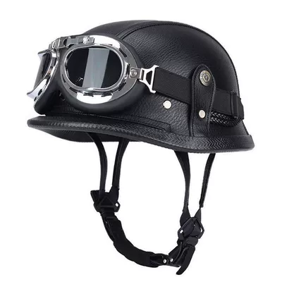 Soldier Leather Helmet, Retro Half — Motosiklet dəbilqələri