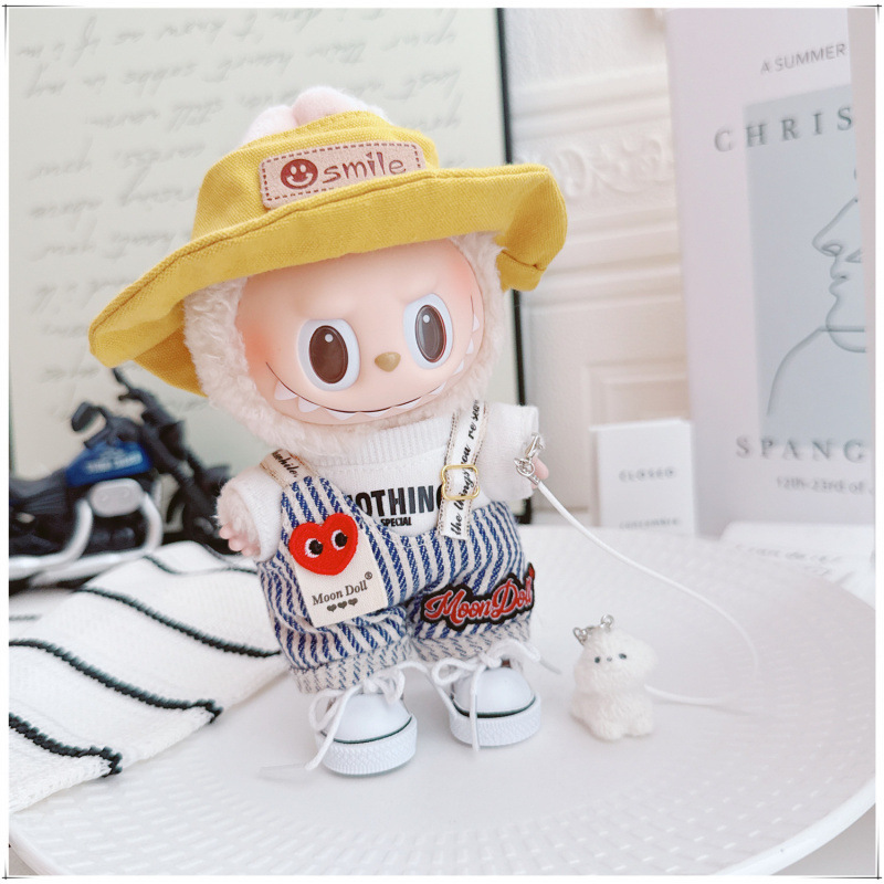 labubu娃衣拉布布衣服挂件个性条纹爱心背带裤牛仔帽装扮宠物挂件|undefined