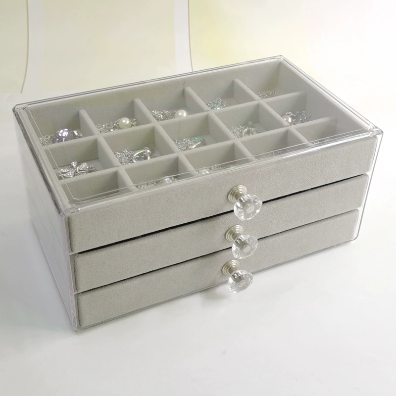 Transparent storage system, earrings, ring, necklace, 45 cells