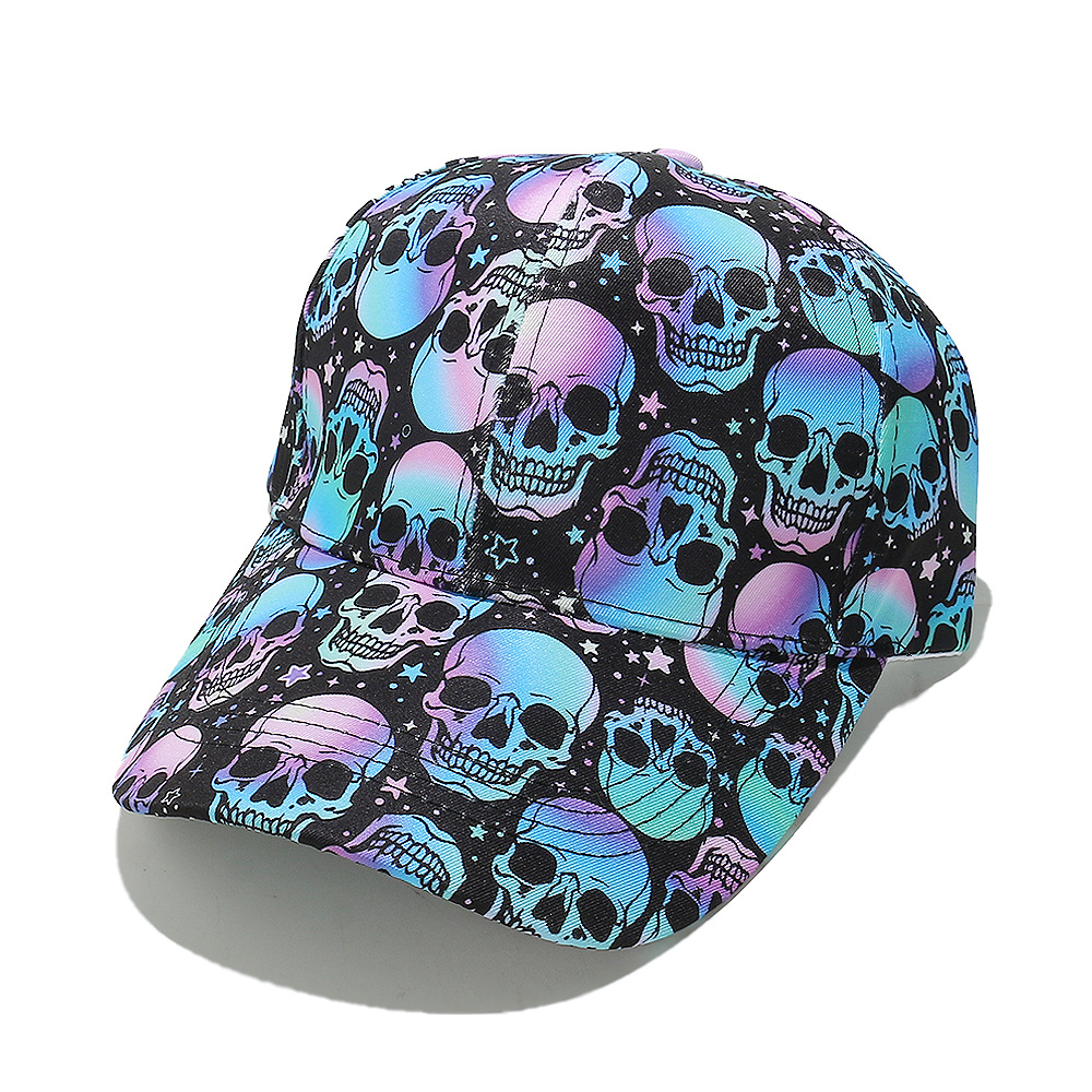 Women's Gender Women's Exaggerated Punk Streetwear Skull Printing Curved Eaves Baseball Cap