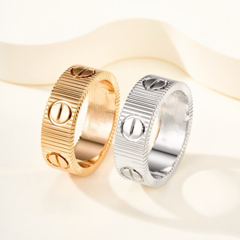 High Version New Love Threaded Ring Couple Ring Classic Simple Screw Element Index Finger Ring Same Style for Men and Women High Version New Love Threaded Ring Couple Ring Classic Simple Screw Element Index Finger Ring Same Style for Men and Women