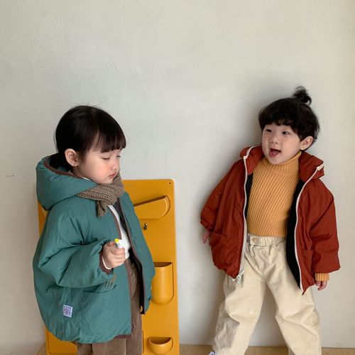 Children's cotton-padded coat reversible thickened quilted boys' clothing winter girls' cotton-padded clothing  new baby cotton-padded jacket