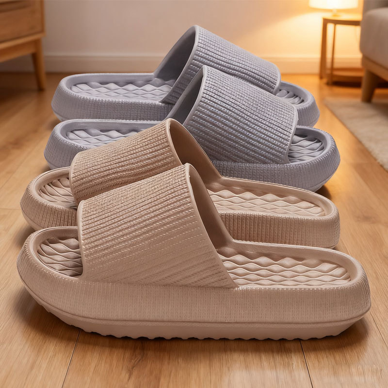 Cross-Border Couple's Summer New Thick-Soled Pillow Slippers for Women, Eva Soft-Soled Slippers with a Stepping-On-Clouds Feel for Home Use