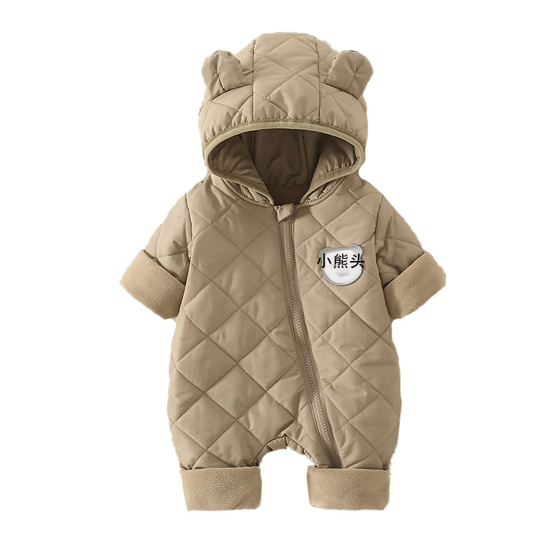 Infants and Young Children Go Out in Spring and Autum, Thickeneded Hooded Cotton Jackets, Men's and Women's Baby Autum and Winter One-Piece Harem Clothes
