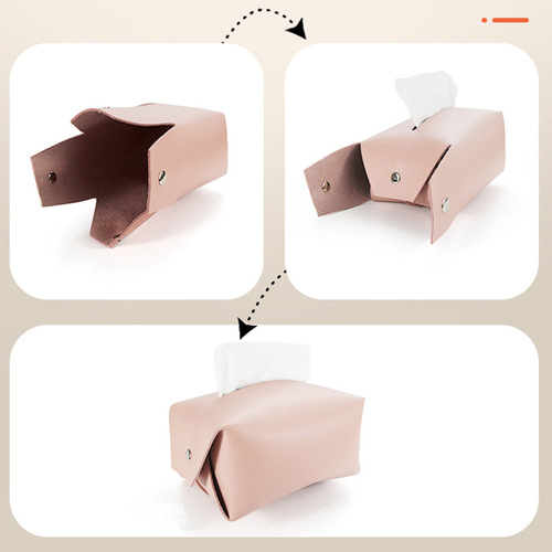 Creative Car Mount Tissue Box, Hotel and Restaurant Desktop Advertising Tissue Bag, Foldable PU Leather Tissue Pouch