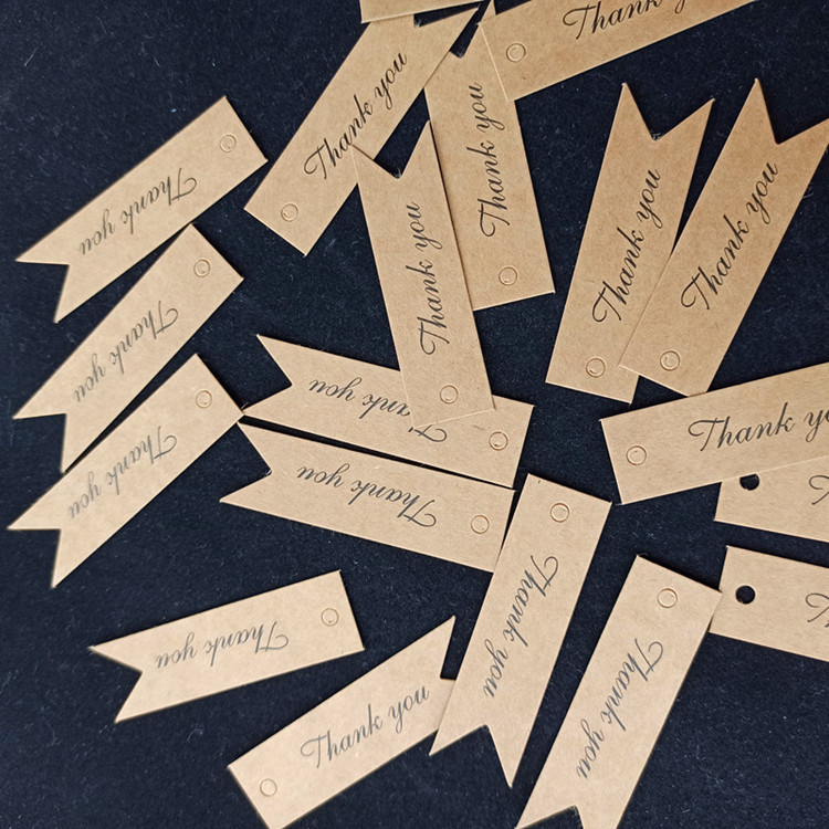 牛皮纸吊卡小标签Thank you 复古感谢卡烘焙燕尾包装卡片