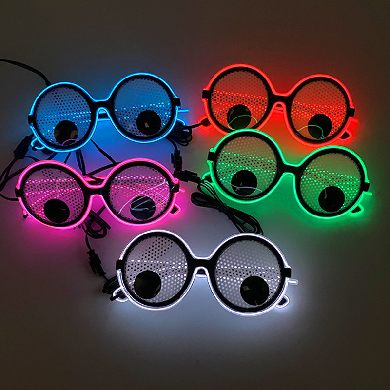 Selfie creativo marco redondo LED puede girar los ojos gafas luminosas extrañas fotos tipo fiesta props de espectáculo image 4