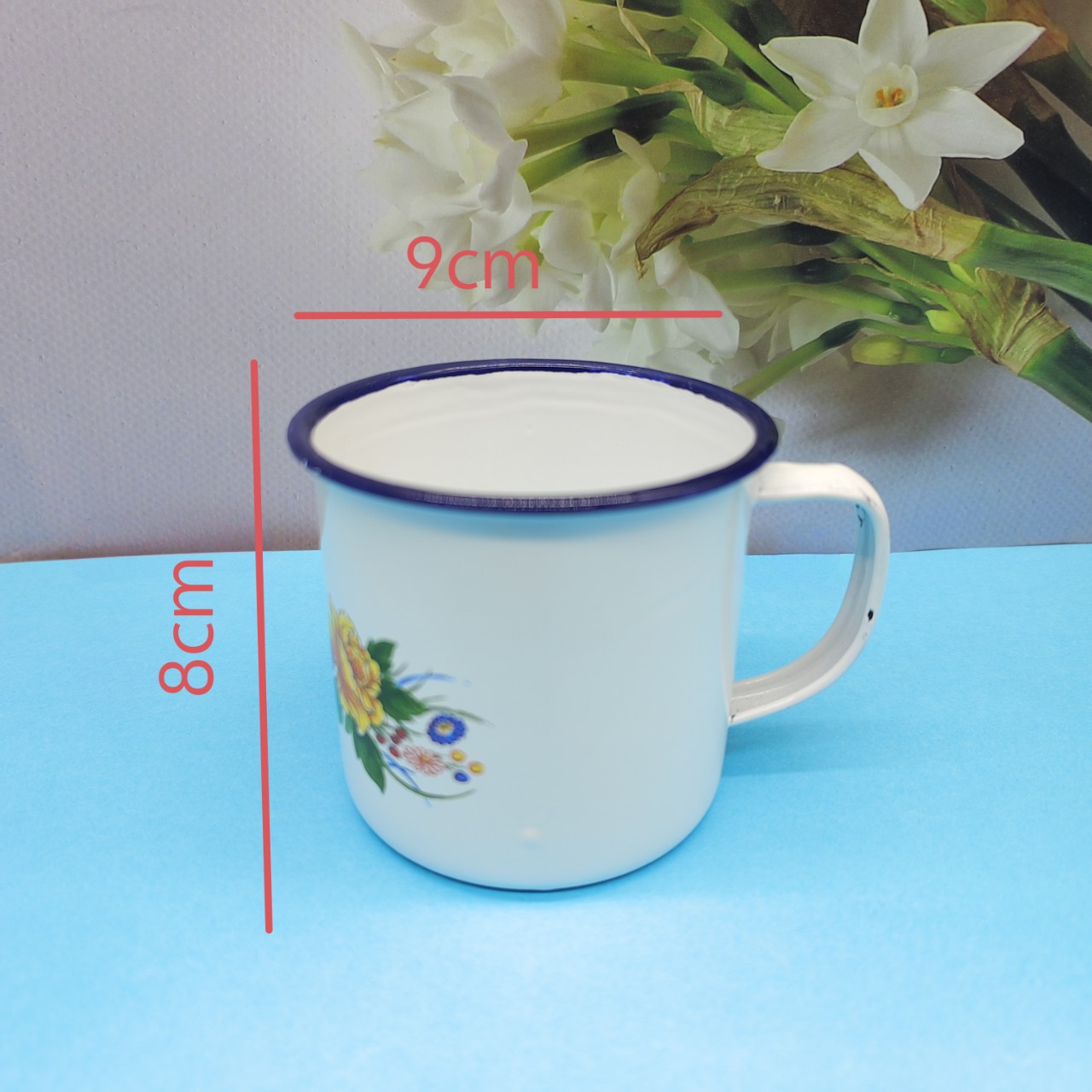 Taza de esmalte de 8 pulgadas Taza de esmalte clásica nostálgica Taza de agua Taza de té retro Taza de té Taza de esmalte antigua Tienda departamental de un yuan image 2