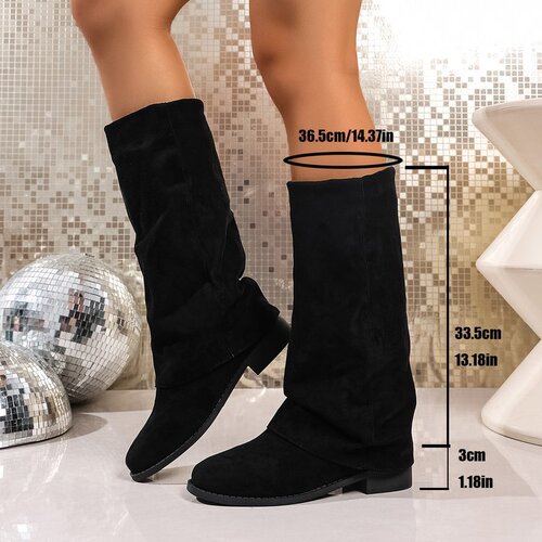 2025 new European and American autumn and winter boots, high tube suede thick heel boots, women's foreign trade, 36-43 large size women's boots wholesale
