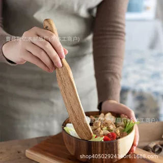木制搅拌棒面食点心沙拉搅拌铲子厨房用具木铲带手柄面团打蛋木铲