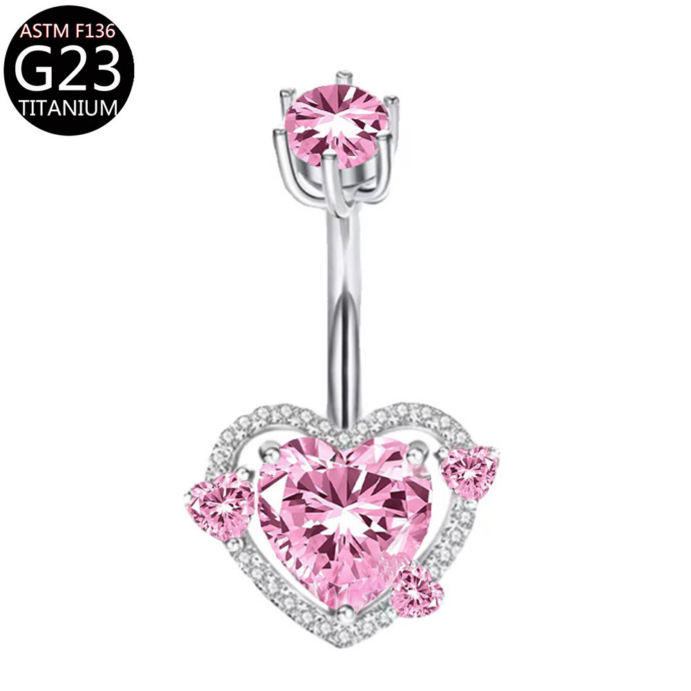 G23 へそリング愛の花蝶象嵌ジルコンへそリングヨーロッパとアメリカのクロスボーダー F136 ピアスジュエリー