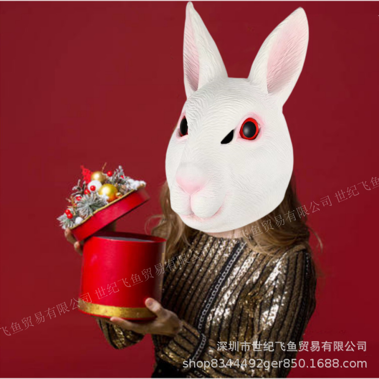 Nueva máscara de conejo de látex sombrero lindo animal divertido adulto máscara de cara completa COS Halloween