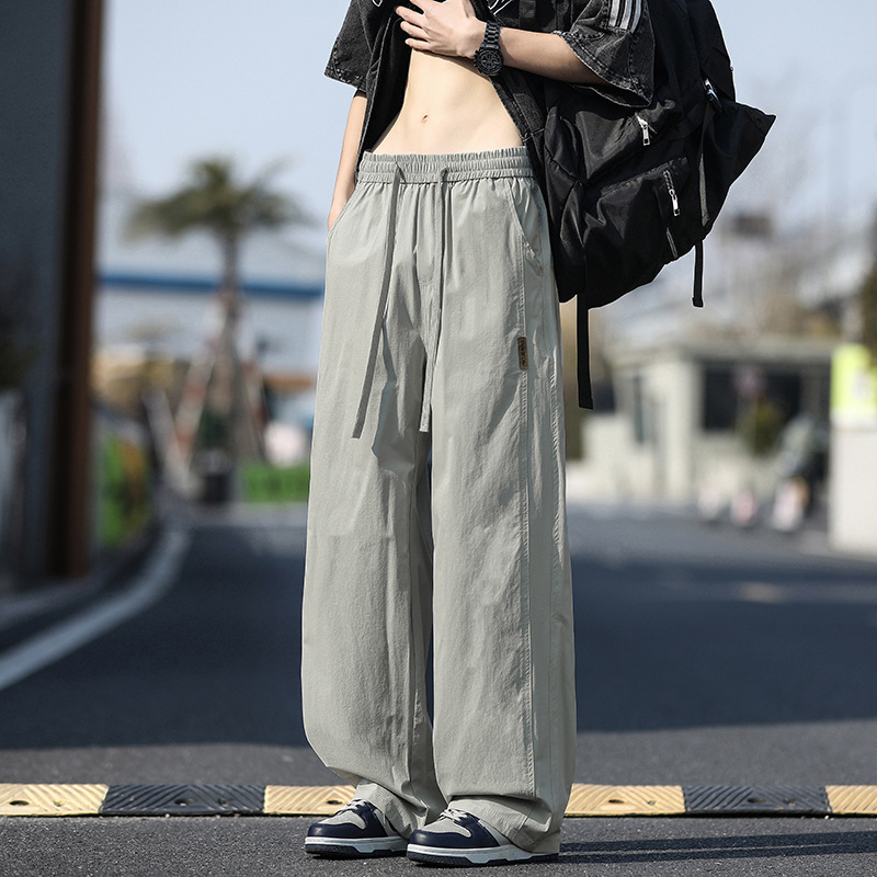 Summer Thin Long Pants for Men 2025 New Trendy Brand Loose Straight Long Pants Drapey Wide-Leg Sports Casual Pants for Men Summer Thin Long Pants for Men 2025 New Trendy Brand Loose Straight Long Pants Drapey Wide-Leg Sports Casual Pants for Men