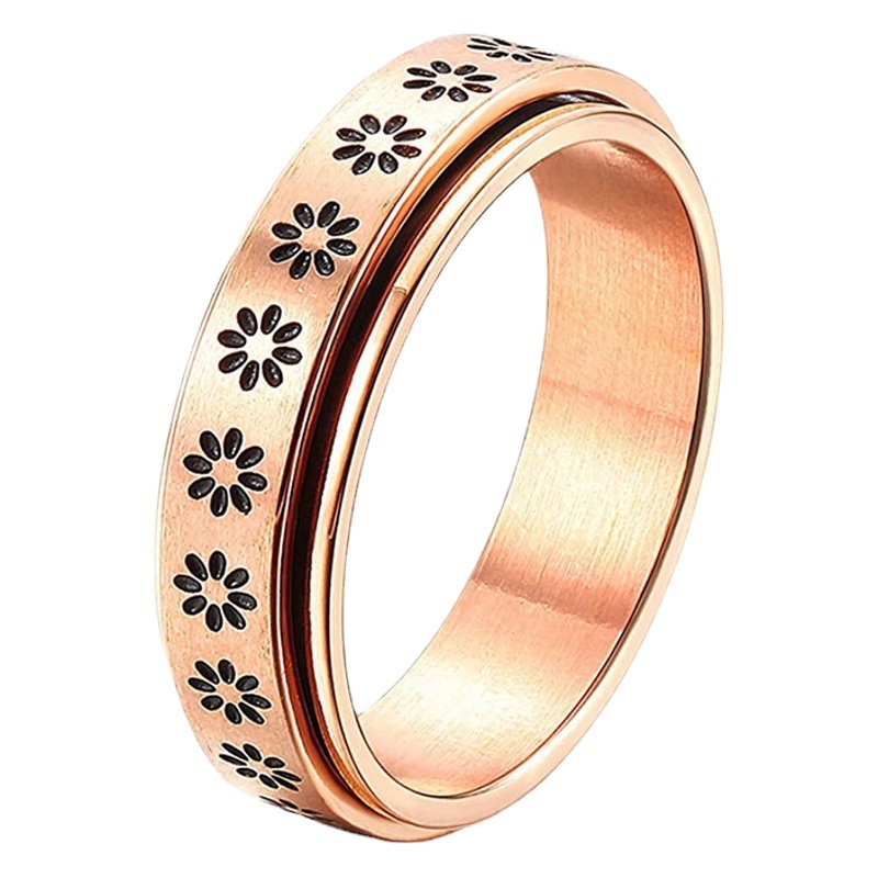 Xinghe Cross-Border Amazon Supply European and American Trendy Titanium Steel Ring Stars Moon Sun Rotating Decompression Jewelry