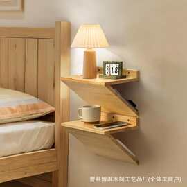 跨境木制床头折叠式置物架卧室台灯放置架多层水杯相册Z型展示架