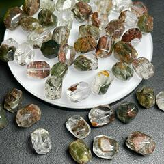 天然绿幽灵随形切面通孔水晶散珠隔珠手工diy手链串珠饰品配件