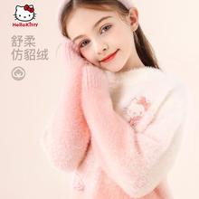 女童毛衣2025新款秋冬新款儿童加绒厚保暖打底衫大童女孩上衣童装
