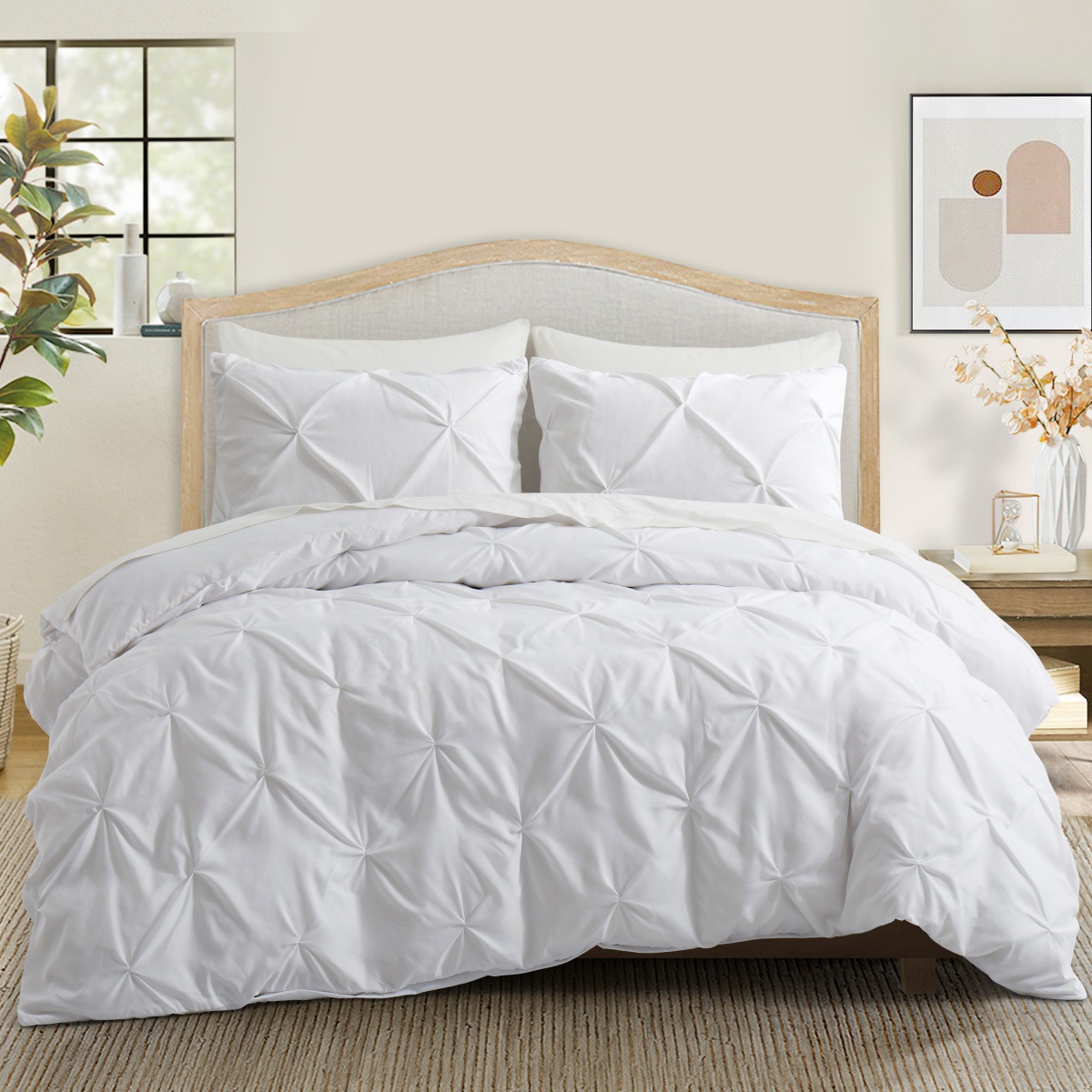 Set copripiumino con volant intrecciato - Biancheria da letto geometrica da 3 pezzi (certificato OEKO-TEX, stile lenzuolo con angoli, taglie USA/UE/AU)_voghion.com