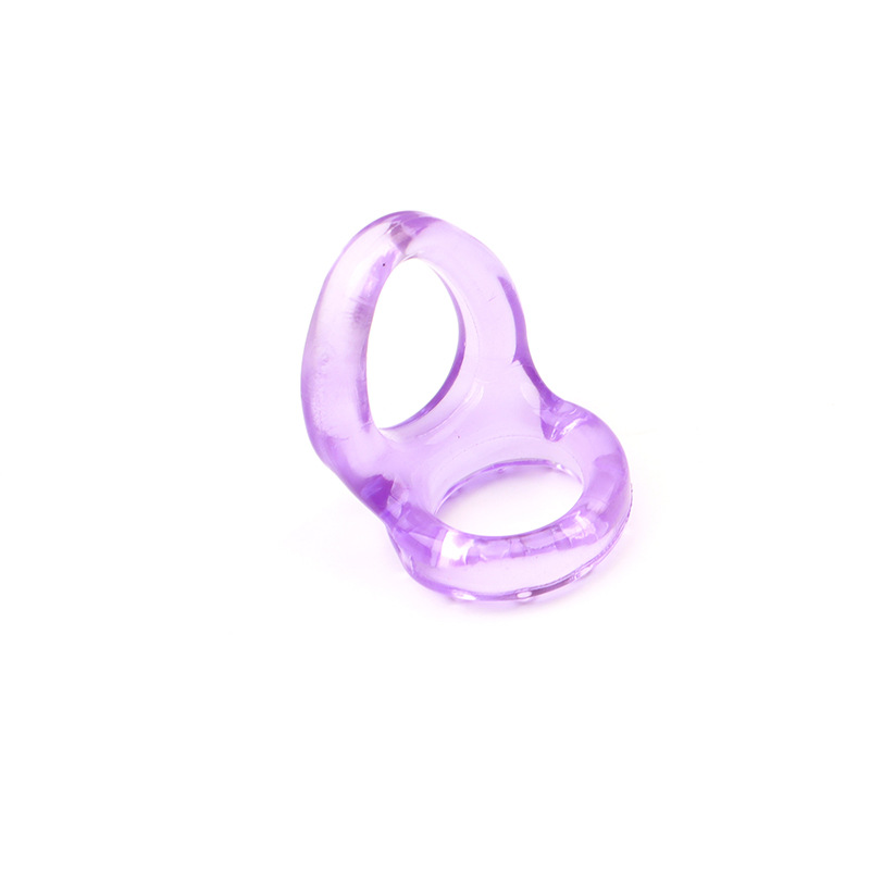 Men’s Double-Opening TPE Cock Ring, Dual-Ring Wearable Restraint, Purple — detail image 6