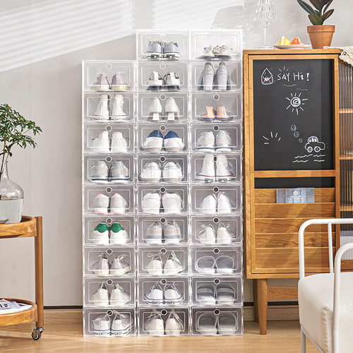 Transparent plastic shoe box modern simple living household storage box display dustproof and moisture-proof shoe wall wholesale