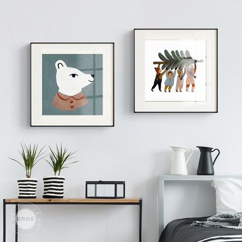 Warm Nordic Artistic Bedroom Living Room Wall Decor Children's Room Fresh Illustration Art Restaurant Cardboard Hanging Painting 