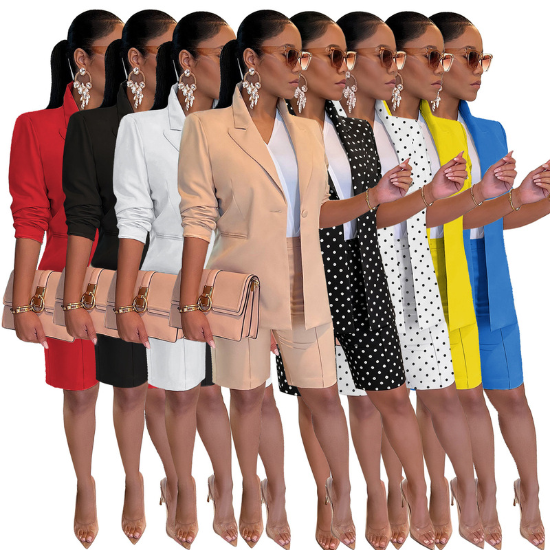 Al205 Amazon Latin American and European Women's Fashion Suit Jacket and Shorts Two-Piece Set Spring and Summer Casual Suit