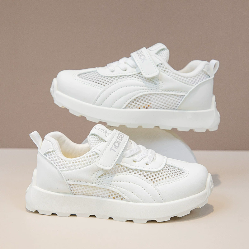 Children's sports shoes mesh breathable 2025 spring and autumn new student campus casual mesh Velcro Forrest shoes