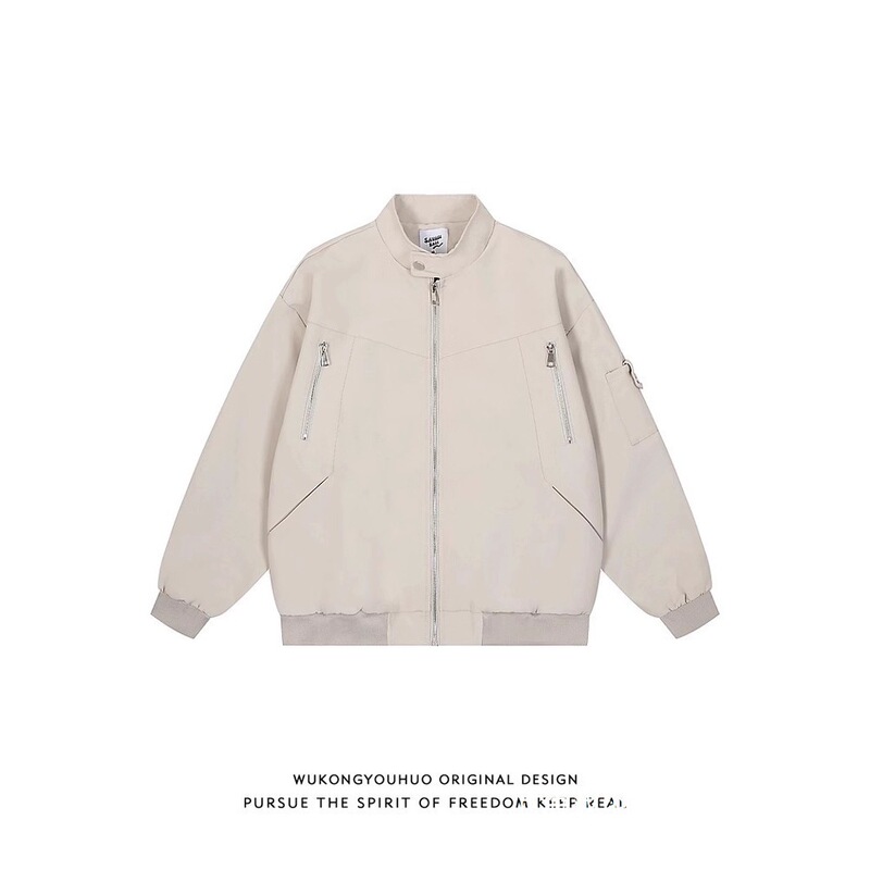 In-Stock New American High Street Style Stand-Collar Workwear Pilot Jacket for Men, Trendy Brand with Zipper Design, Great for Wholesale In-Stock New American High Street Style Stand-Collar Workwear Pilot Jacket for Men, Trendy Brand with Zipper Design, Great for Wholesale