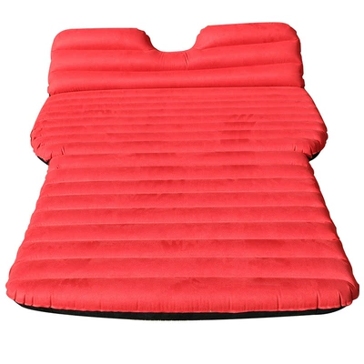 Four-section suede SUV inflatable Vehicle-mounted inflatable bed - wine-red-black