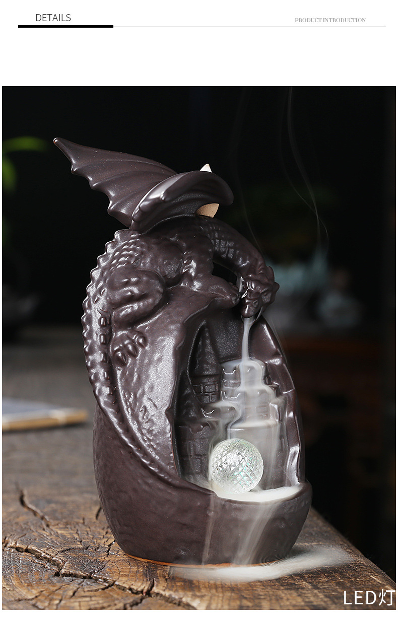 Transform your space into a tranquil oasis with our European Ceramic Dragon Back Flow Incense Burner. The intricately designed dragon allows for a mesmerizing back flow effect, providing a soothing and calming atmosphere. Perfect for relaxation, meditation, or adding a touch of elegance to any room.