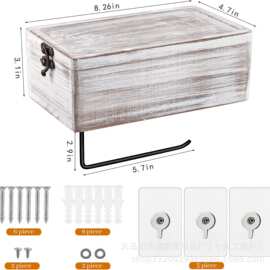 跨境可定制简约卫生间木质墙壁壁挂式厕所马桶旁木质卷纸纸巾架