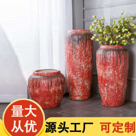0.4/0.6/0.8米大陶罐 中式落地大花瓶套装缸 喜庆红色乔迁礼品