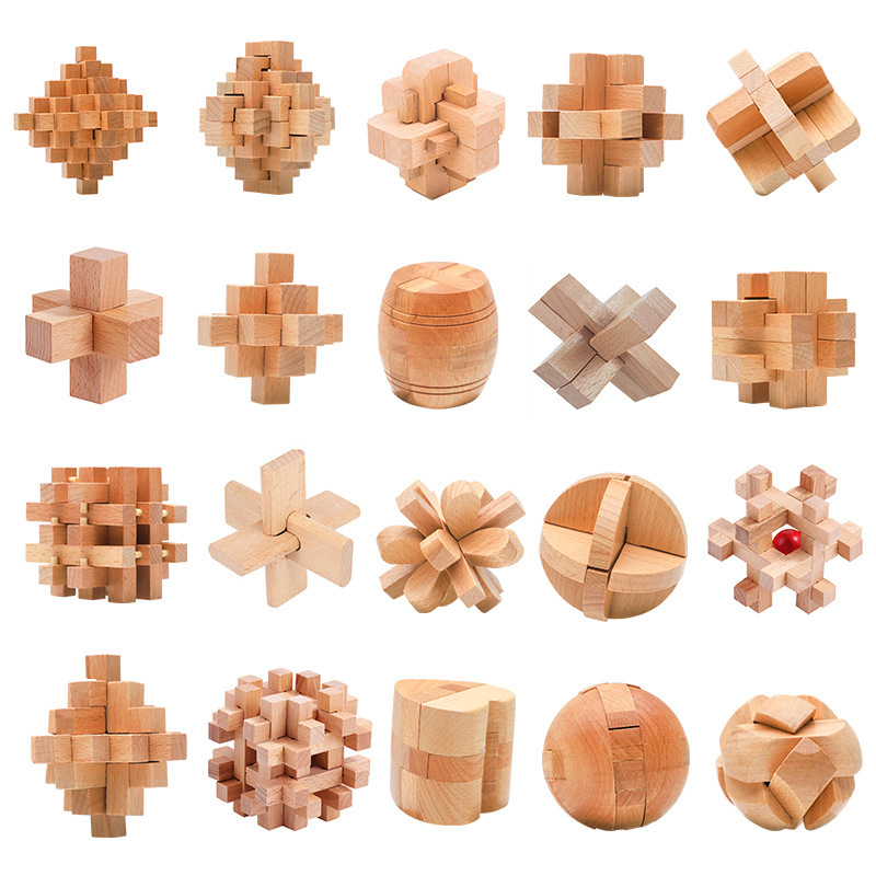 Caja ciega de madera clásica cerradura Kongming cerradura Luban descompresión para adultos juego de desbloqueo interactivo entre padres e hijos juguetes educativos para niños