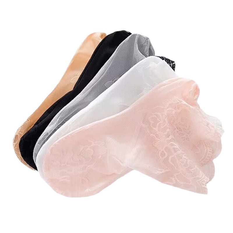 Calcetines del barco de las mujeres calcetines de encaje fino de verano calcetines invisibles de malla de algodón de color sólido calcetines de encaje grande rosa