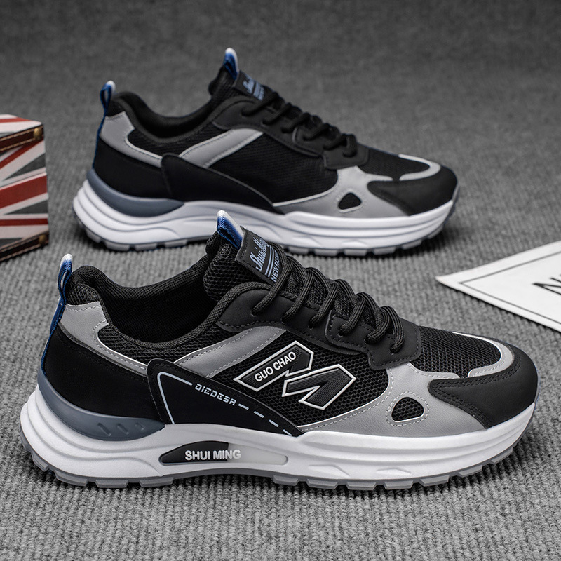 Zapatos de verano para hombre, zapatillas de deporte de malla transpirable de una sola malla, fondo suave todo fósforo, antideslizante, carrera casual l Daddy Tide